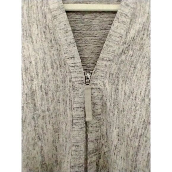 LOGO Lori Goldstein Gray Heather Asymmetrical Hem Full Zip Cardigan Pockets - XL - Picture 2 of 9